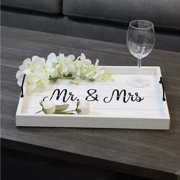 Eligant Design Other - Mr. & Mrs. Wood Serving Tray with Handles. Perfect for special occasions.